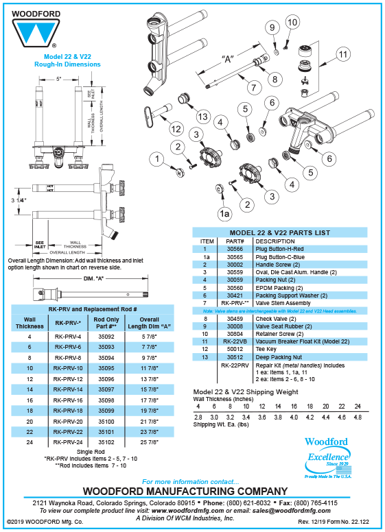 Woodford Model 22 Hot And Cold Freezeless Faucet 